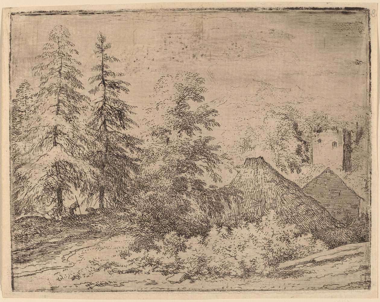 Mies kahden kuusen välissä, luultavasti n. 16451656. tekijältä Allart van Everdingen