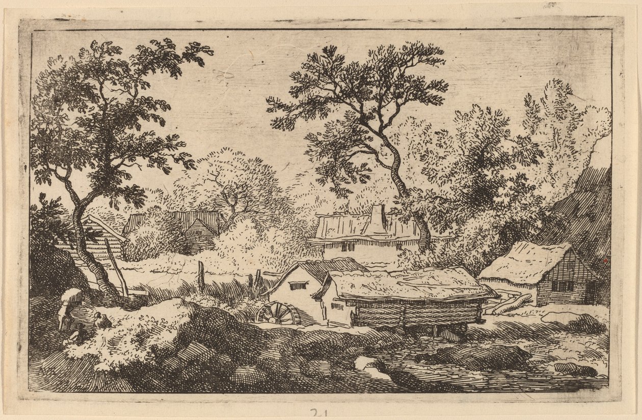 Mylly vesiputouksen alla, luultavasti n. 16451656. tekijältä Allart van Everdingen