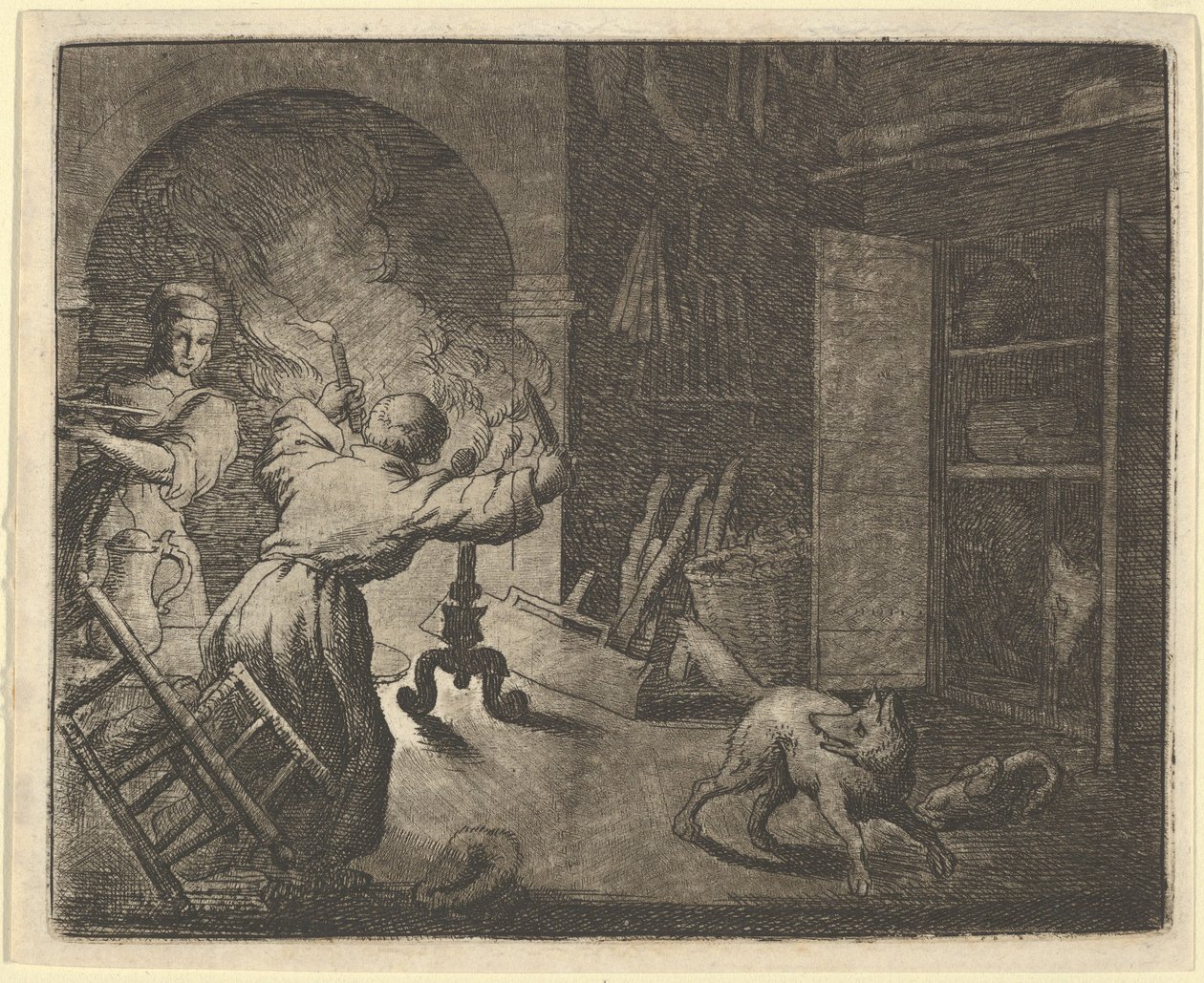Renard pakenee kanan kanssa, jonka hän varasti papiston pöydältä, 1650-75. tekijältä Allart van Everdingen