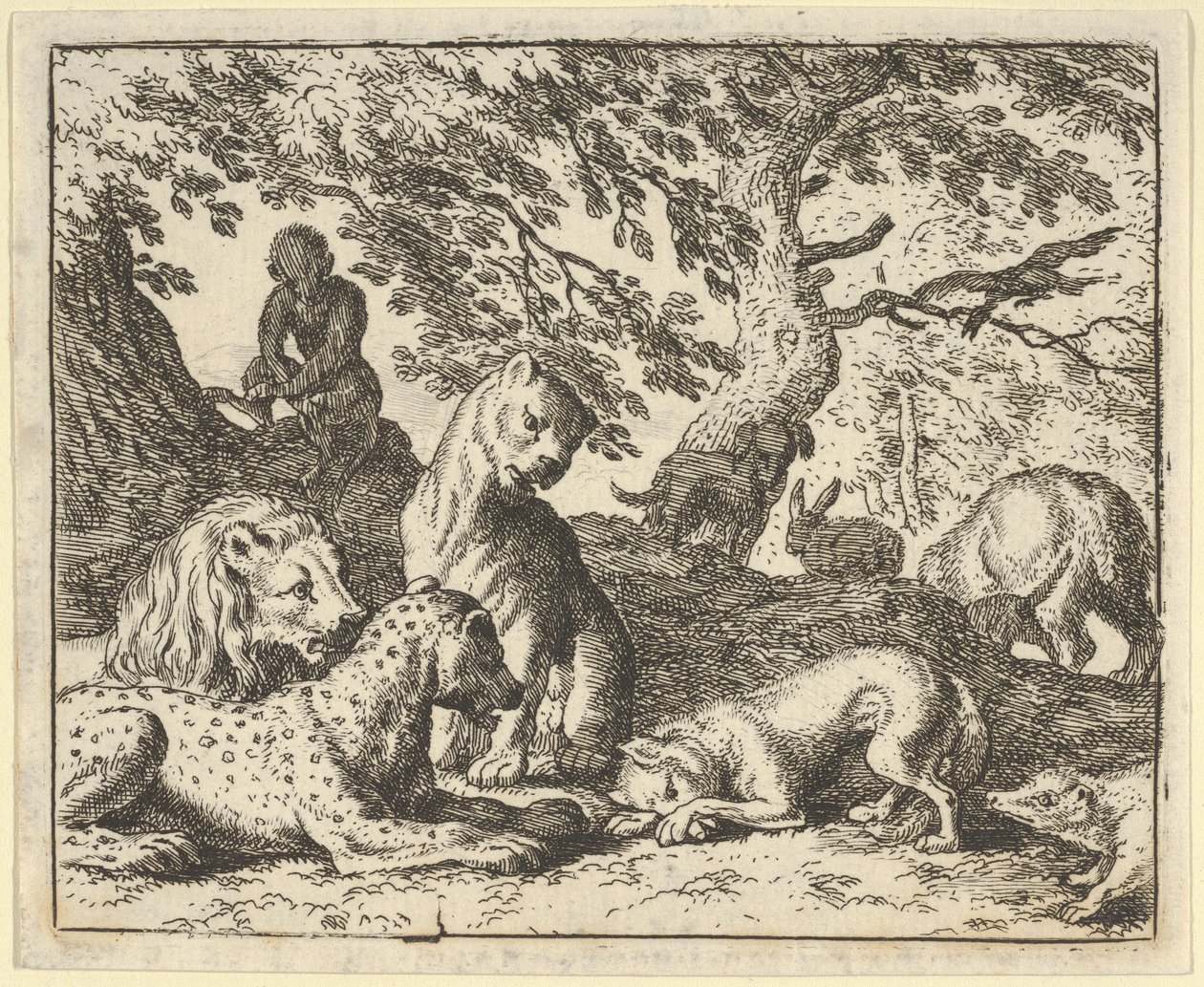 Renard syyttää väärin isäänsä salaliitosta leijonaa vastaan, 1650-1675. tekijältä Allart van Everdingen
