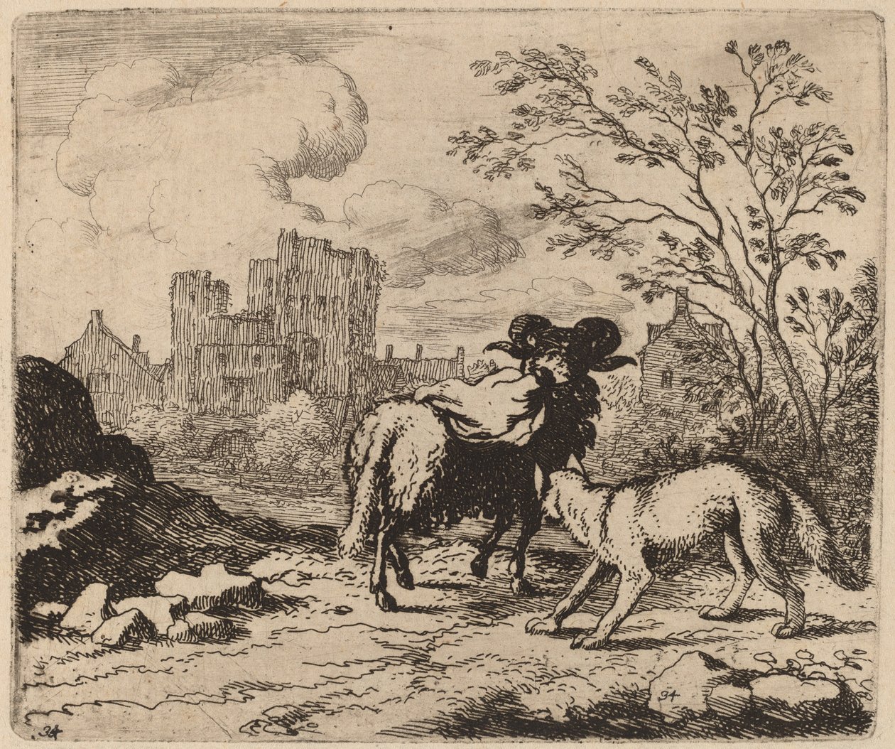 Reynard pyytää oinasta toimittamaan asiakirjan, luultavasti c. 16451656. tekijältä Allart van Everdingen