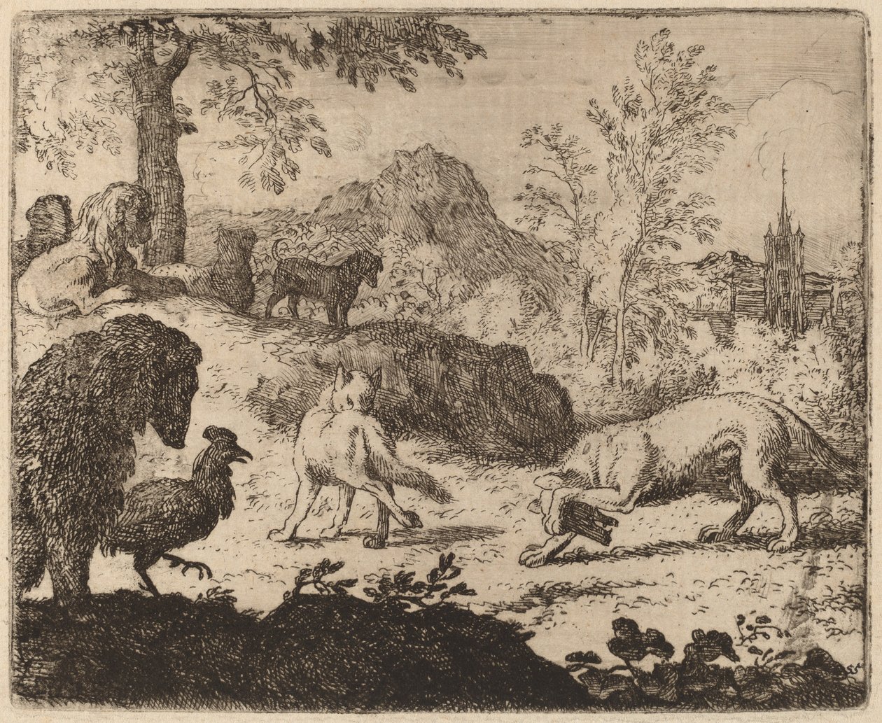 Reynard Blinds the Wolf in One Eye, luultavasti c. 16451656. tekijältä Allart van Everdingen