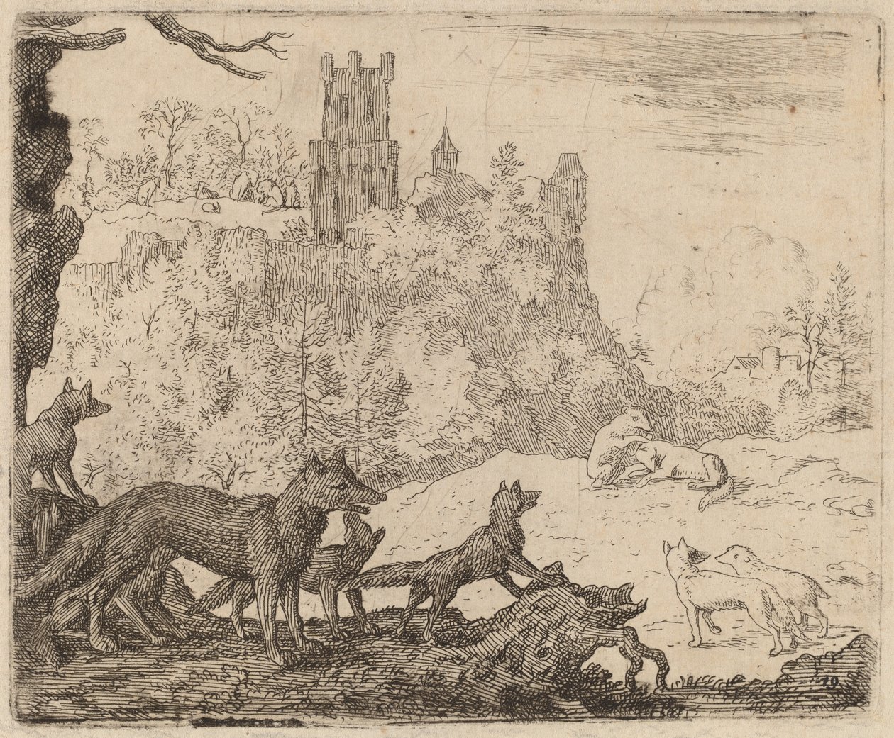Reynard lähtee mäyrän kanssa, luultavasti n. 16451656. tekijältä Allart van Everdingen