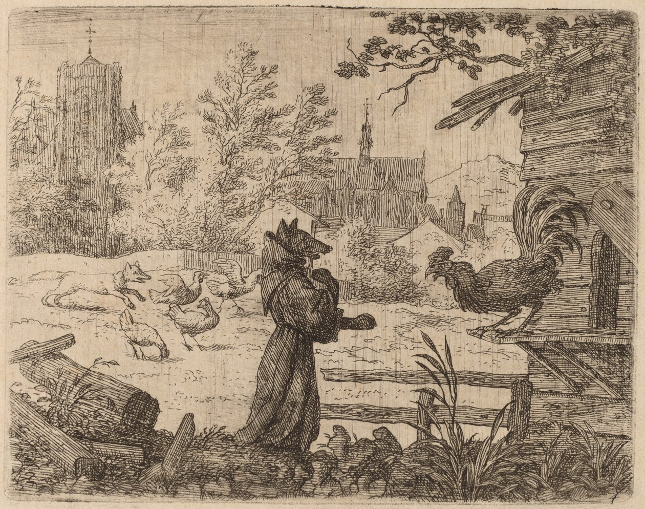 Reynard naamioitunut munkina, luultavasti n. 16451656. tekijältä Allart van Everdingen