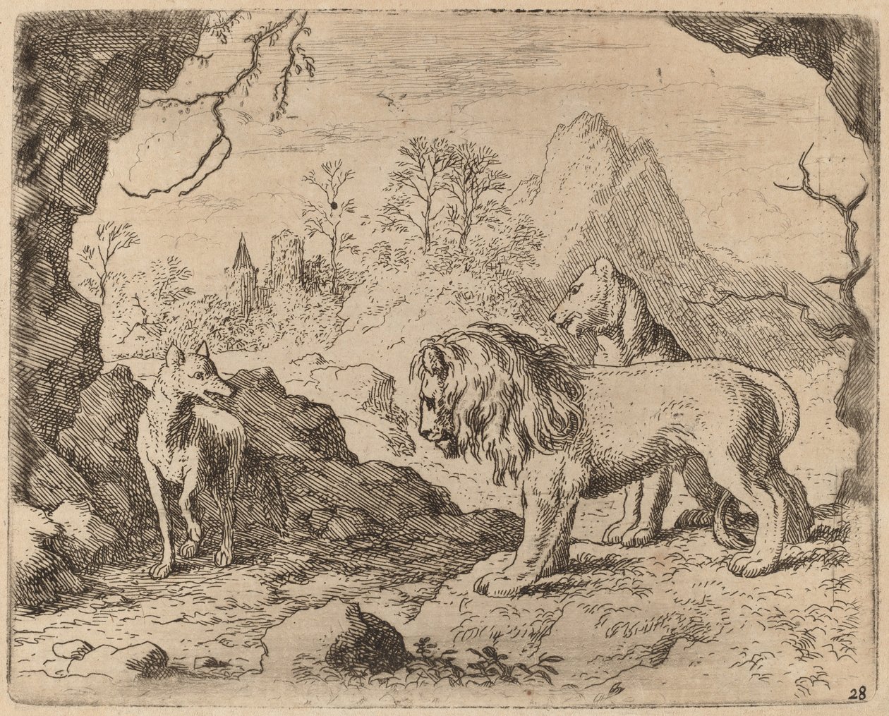 Reynard lupaa paljastaa piilotetun aarteen, luultavasti c. 16451656. tekijältä Allart van Everdingen