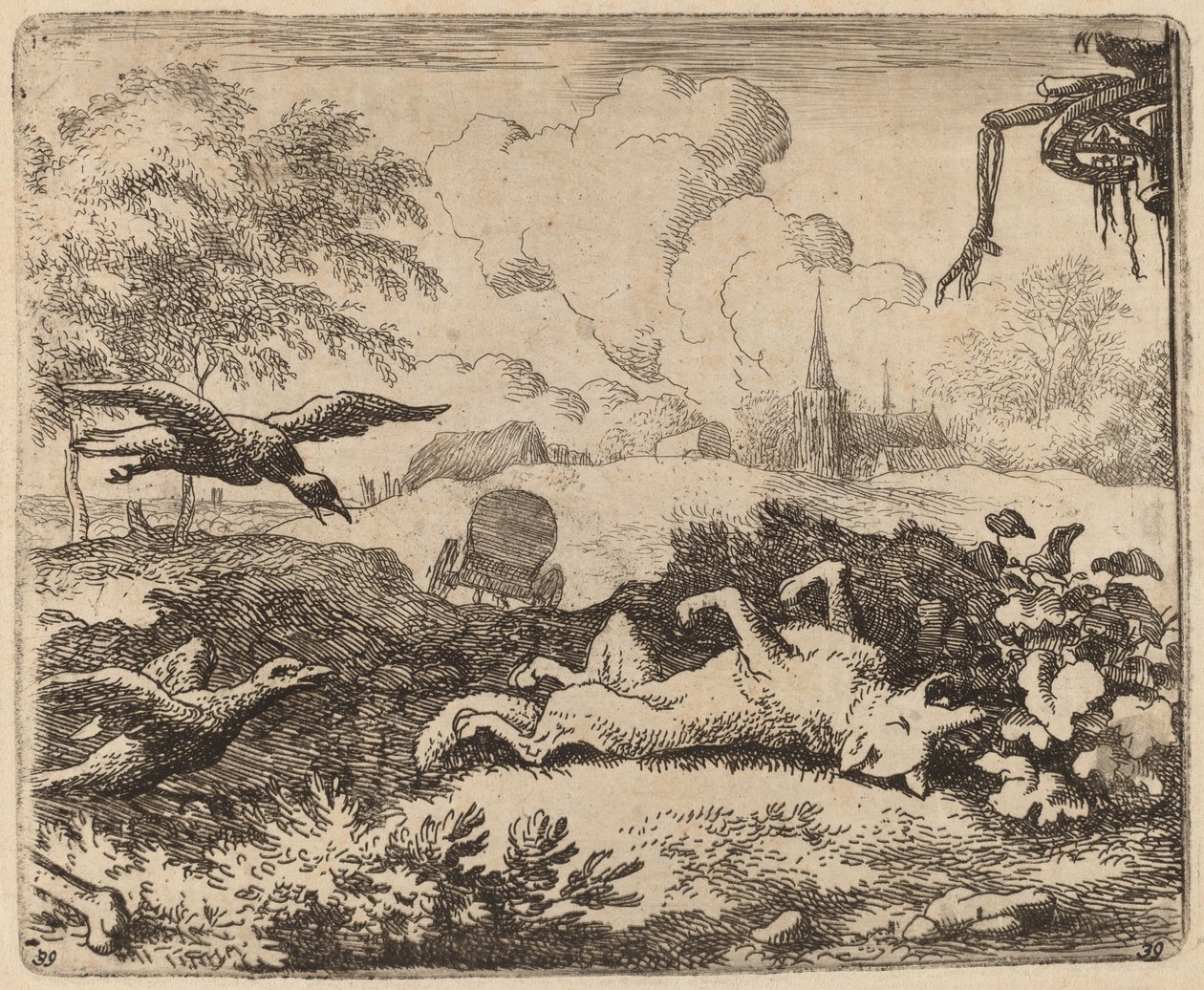 Reynard and the Crows, luultavasti c. 16451656. tekijältä Allart van Everdingen