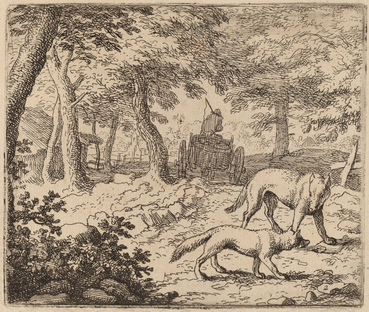 Reynard ja susi ennen kalakärryä, luultavasti n. 16451656. tekijältä Allart van Everdingen
