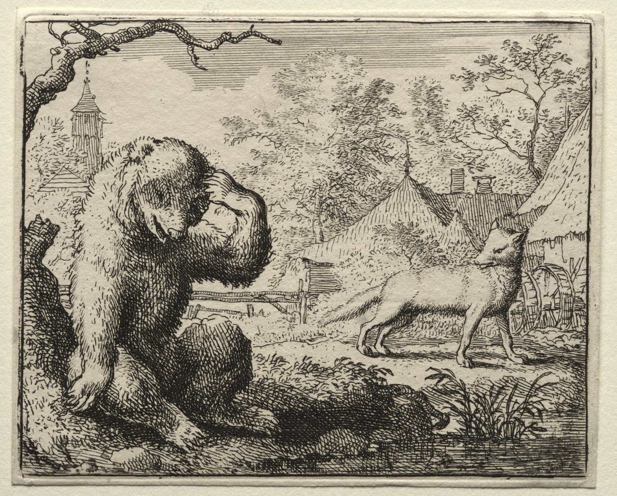Reynard the Fox: Reynard Chides the Injured Bear. tekijältä Allart van Everdingen