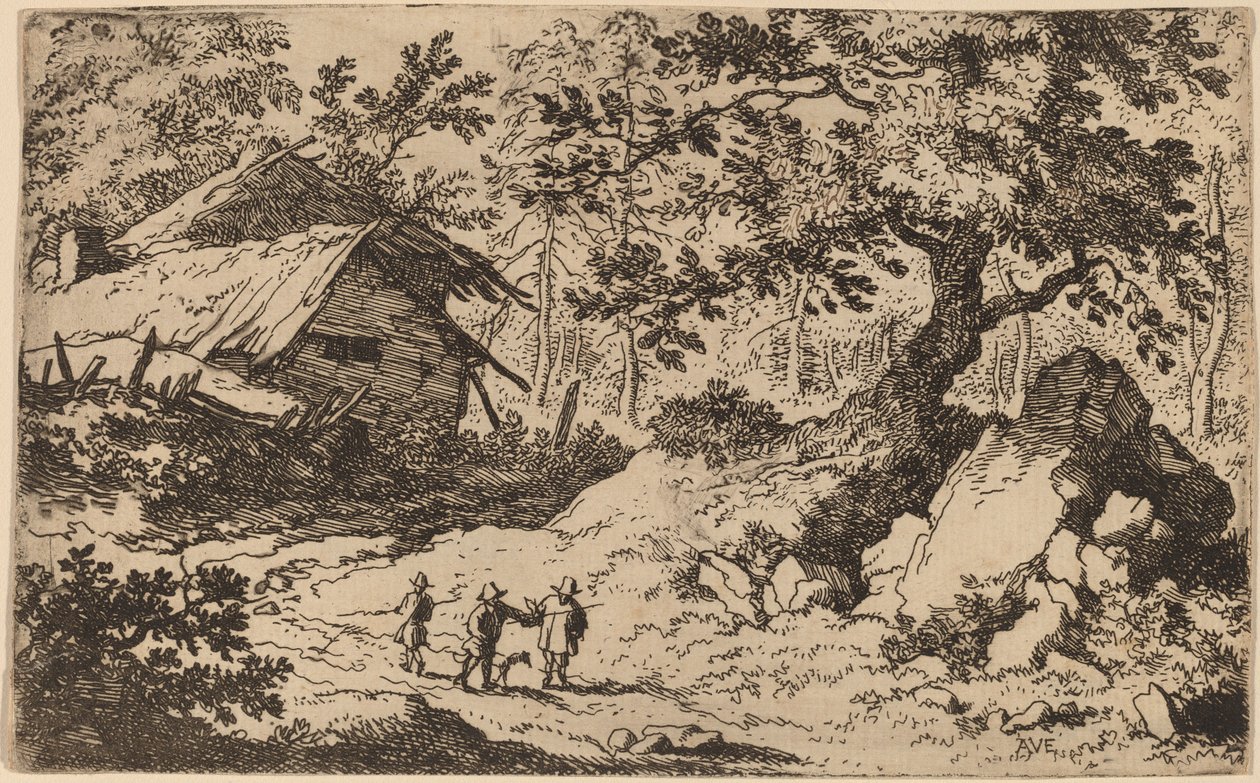 Ruinous Cottage, luultavasti c. 16451656. tekijältä Allart van Everdingen