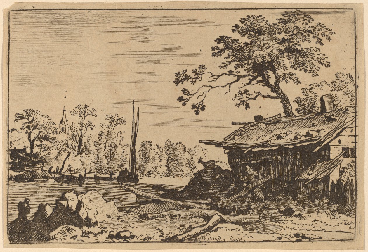 Ruinous Hut, luultavasti n. 16451656. tekijältä Allart van Everdingen