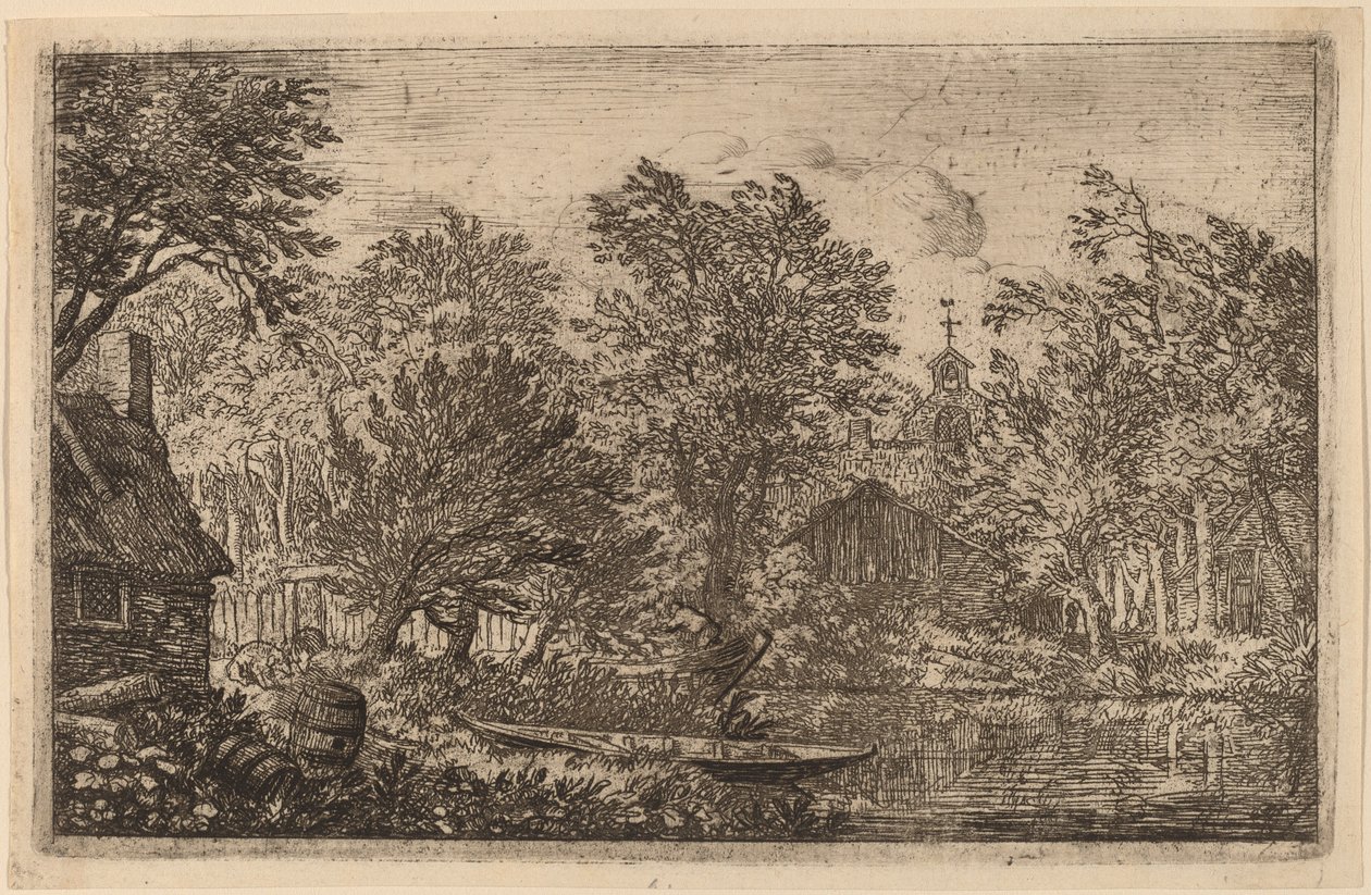 Skiff joen rannalla, luultavasti n. 16451656. tekijältä Allart van Everdingen