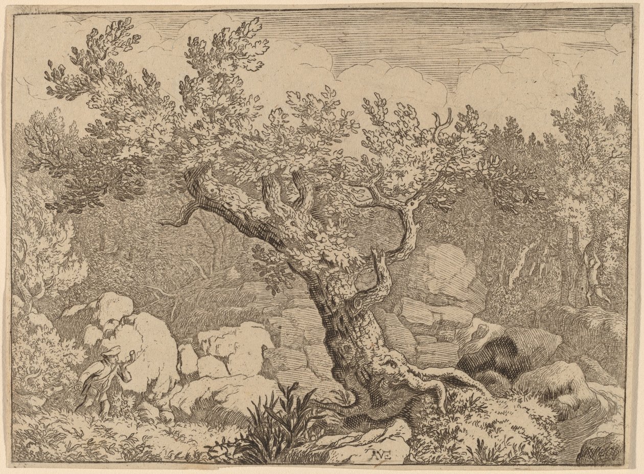 Urheilija lähellä suurta puuta, luultavasti n. 16451656. tekijältä Allart van Everdingen