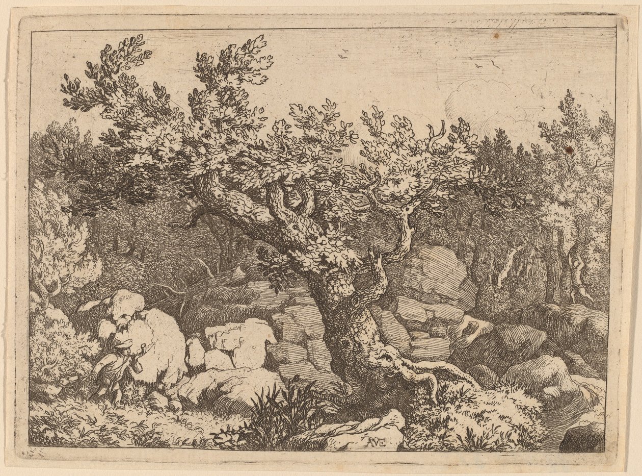 Urheilija lähellä suurta puuta, luultavasti n. 16451656. tekijältä Allart van Everdingen