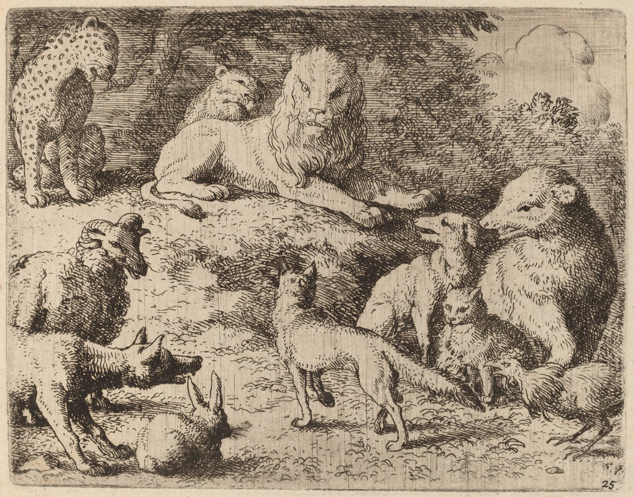 Eläimet esittävät syytteensä Reynardia vastaan, luultavasti n. 16451656. tekijältä Allart van Everdingen