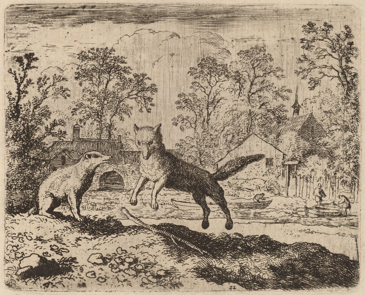 Mäyrä määräsi katumuksen Reynardille, luultavasti n. 16451656. tekijältä Allart van Everdingen