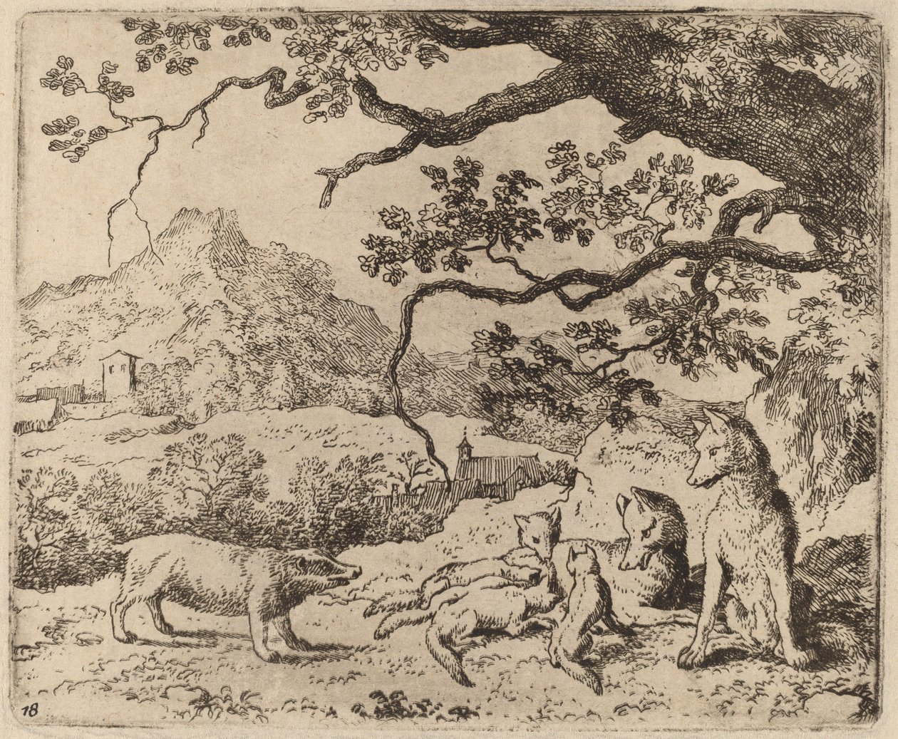The Badger Sent as Messenger, luultavasti n. 16451656. tekijältä Allart van Everdingen