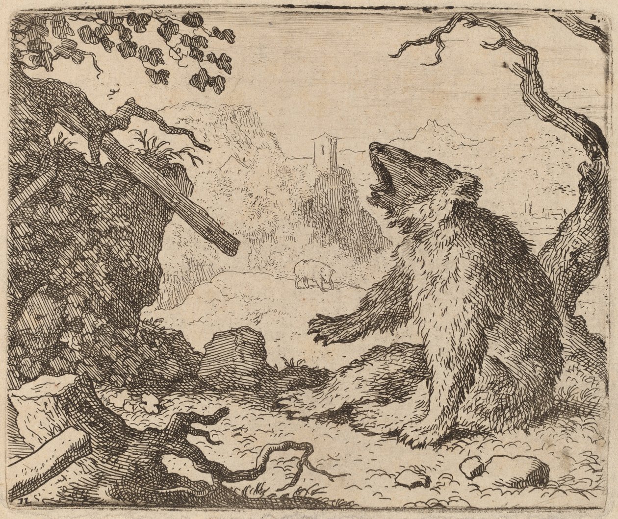 The Bear Sent as Messenger, luultavasti n. 16451656. tekijältä Allart van Everdingen