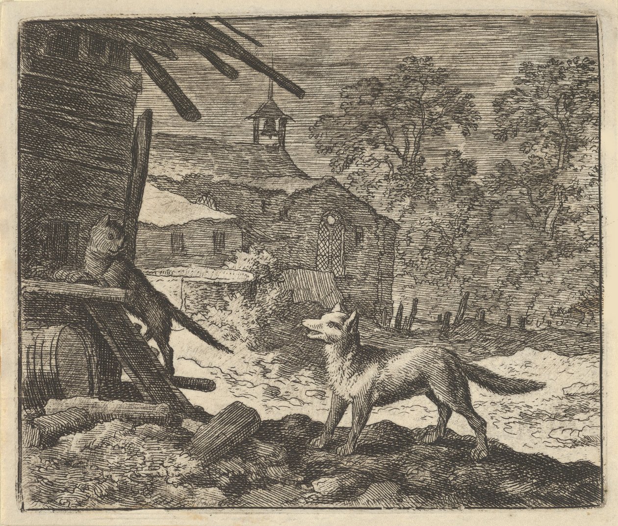 Kissa kiipeää navettaan, 1650-75. tekijältä Allart van Everdingen