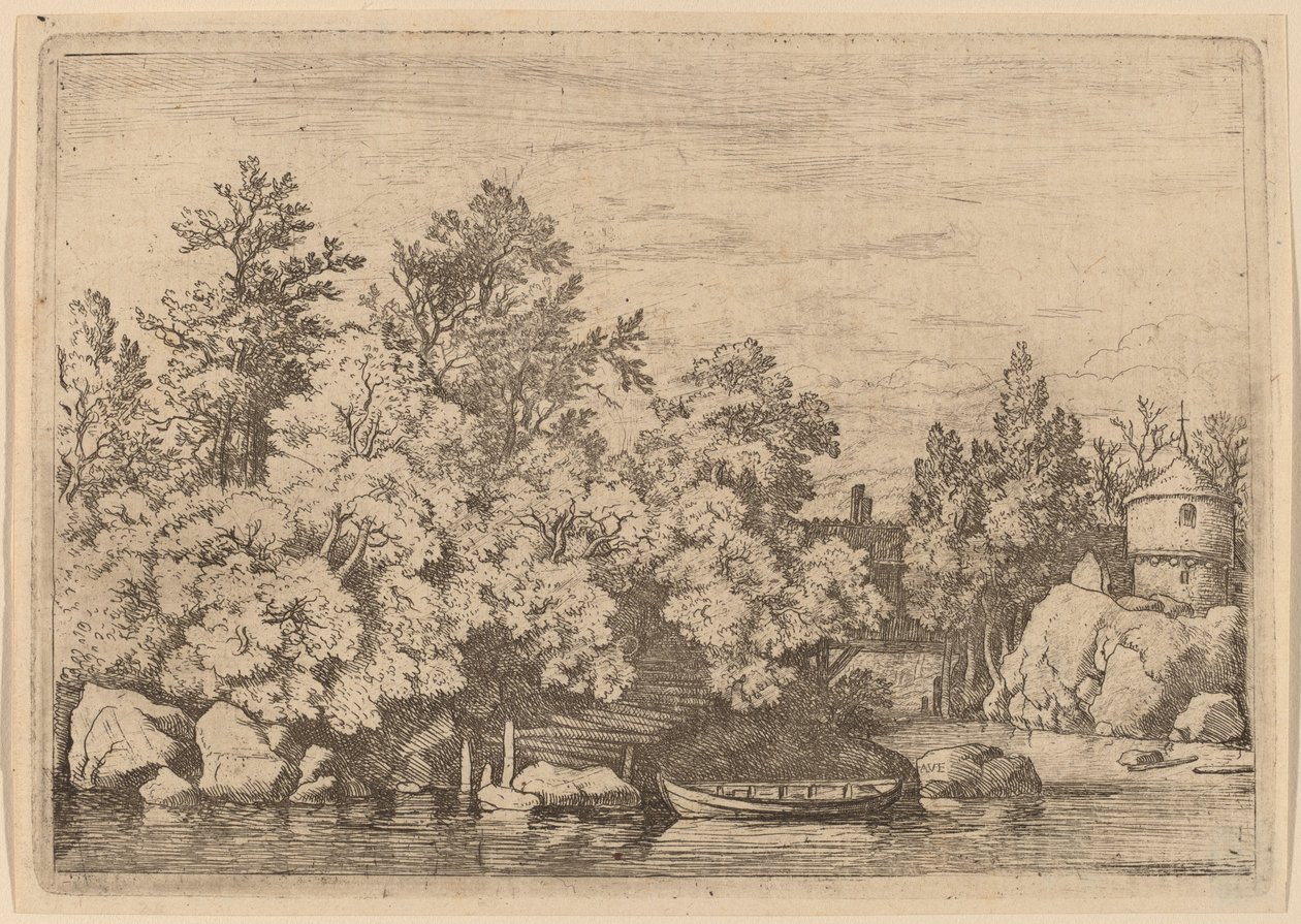Cudgel Dam ja Covered Bridge, luultavasti n. 16451656. tekijältä Allart van Everdingen