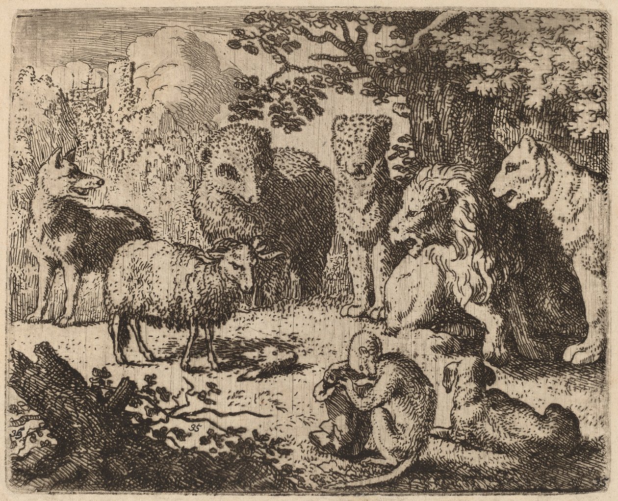 Asiakirja avataan, paljastaen murhatun kanin pään, luultavasti n. 16451656. tekijältä Allart van Everdingen