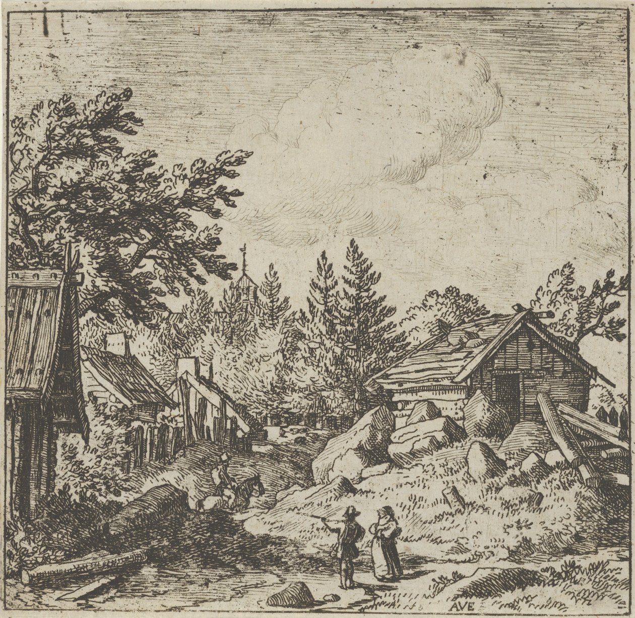 Hamlet vuoristoisella pohjalla, 1600-luku. tekijältä Allart van Everdingen