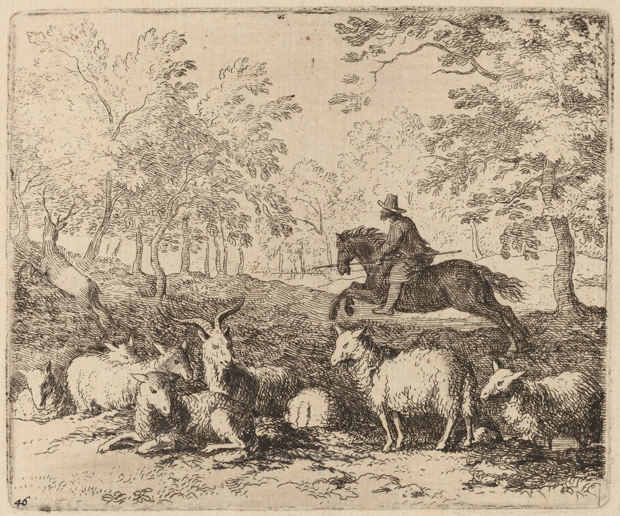 Hevonen pakotettu jäljittämään polttaria, luultavasti n. 16451656. tekijältä Allart van Everdingen
