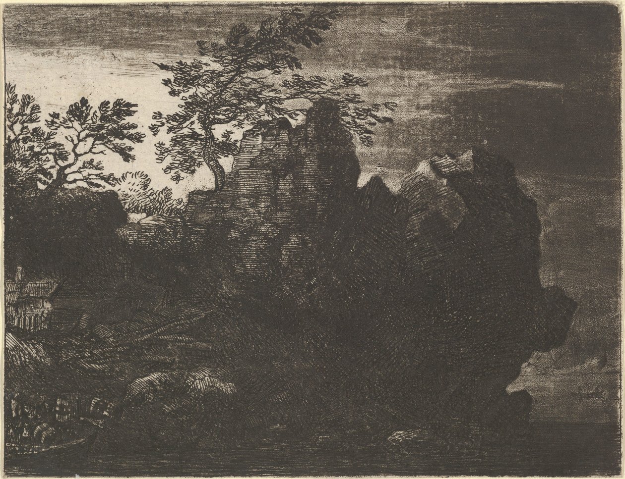 Suuri kallio joella, 1600-luku. tekijältä Allart van Everdingen