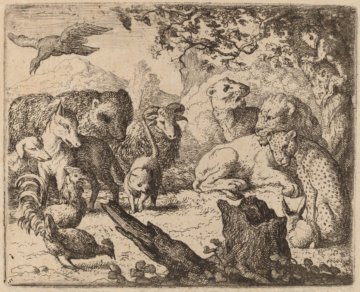 Leijona julistaa rauhan, luultavasti n. 16451656. tekijältä Allart van Everdingen