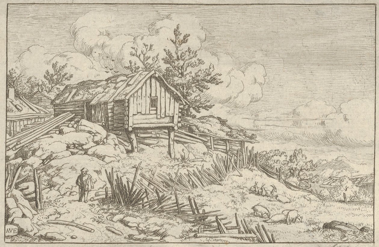 Mies lähellä tuhoavan aidan sisäänkäyntiä, 1600-luku. tekijältä Allart van Everdingen