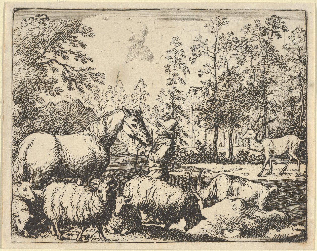 Tarina hevosesta, joka haluaa kostaa polttarit, 1650-75. tekijältä Allart van Everdingen