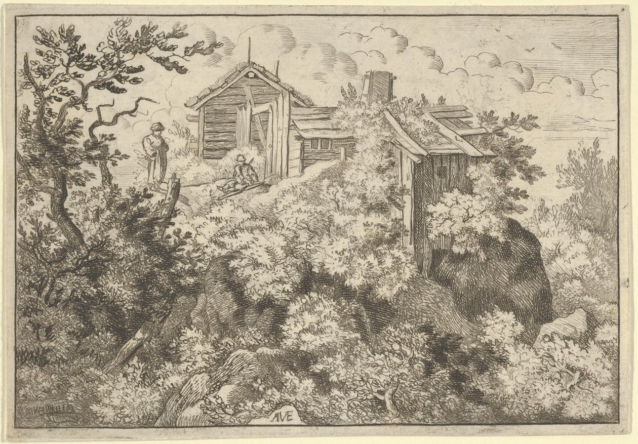 Kolme mökkiä kukkulalla, 1600-luku. tekijältä Allart van Everdingen