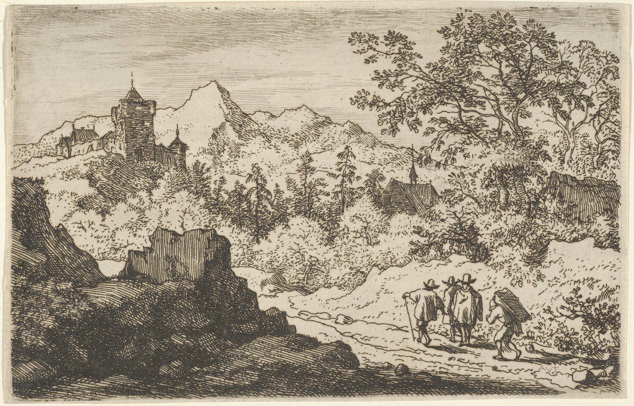 Kolme miestä ja portteri, 1600-luku. tekijältä Allart van Everdingen
