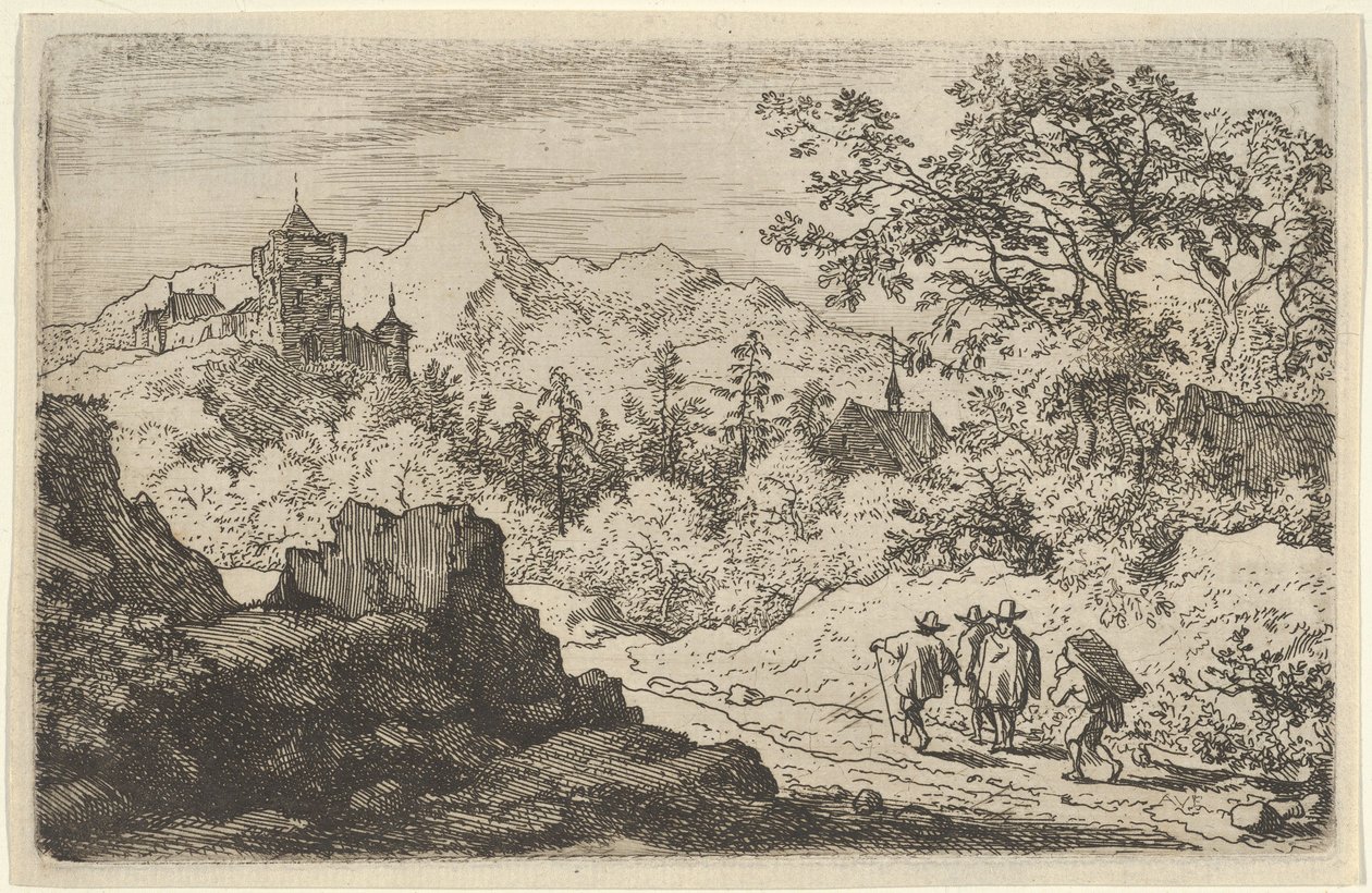 Kolme miestä ja portteri, 1600-luku. tekijältä Allart van Everdingen