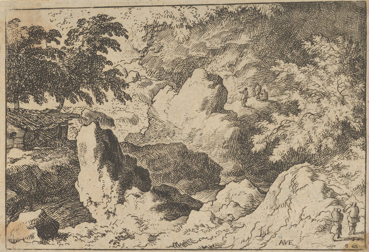 Kolme miestä kalliolla, 1600-luku. tekijältä Allart van Everdingen