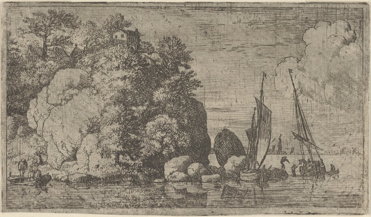 Kaksi venettä joella, 1600-luku. tekijältä Allart van Everdingen