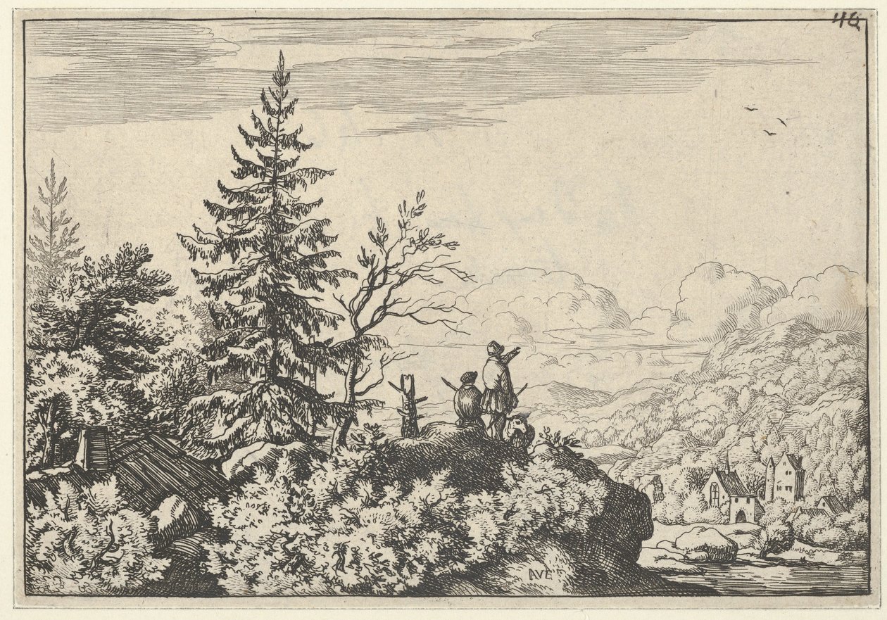 aKaksi miestä kukkulalla, 1600-luku. tekijältä Allart van Everdingen