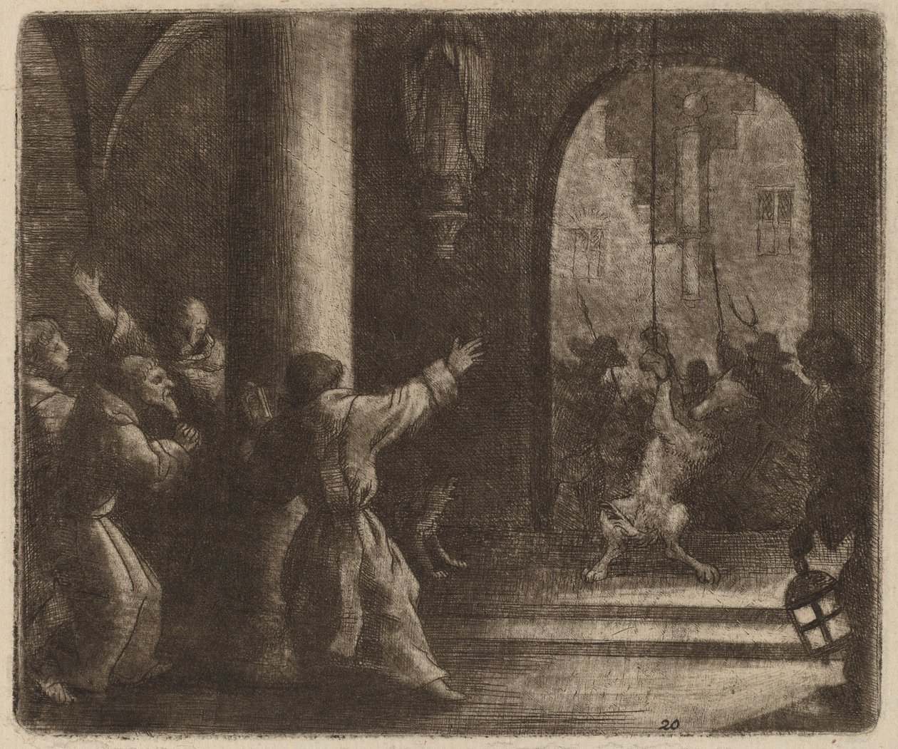 Susi ja luostarin kello, luultavasti n. 16451656. tekijältä Allart van Everdingen