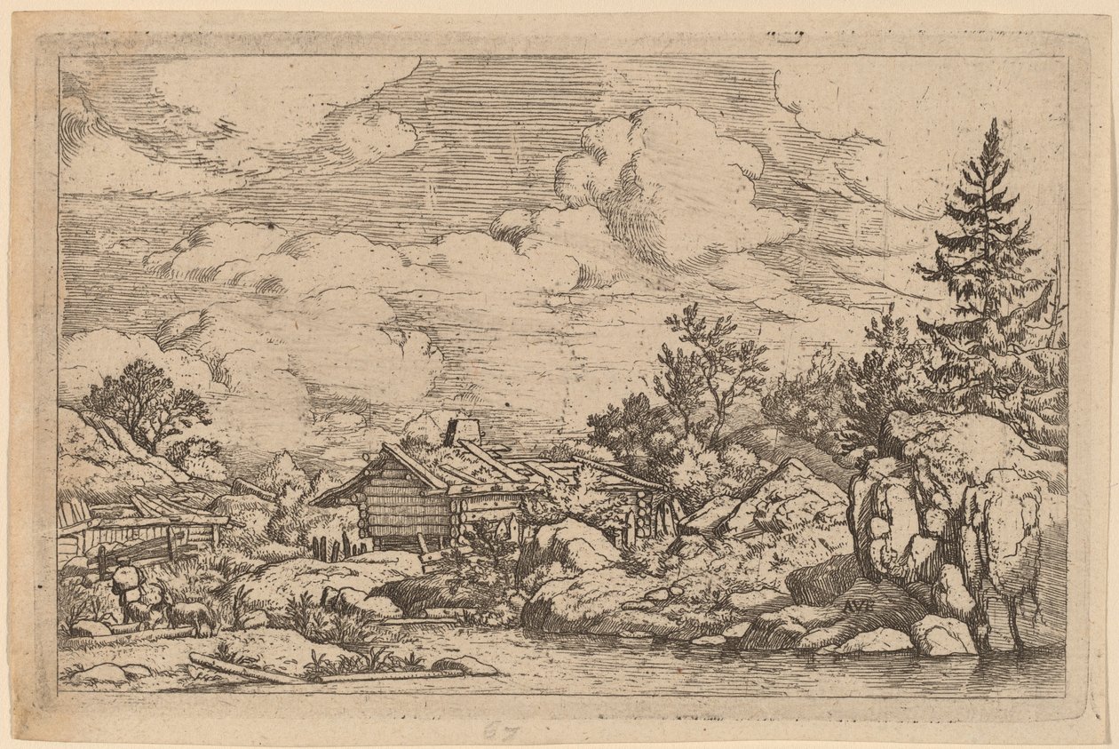Kolme vuohetta joella, luultavasti n. 16451656. tekijältä Allart van Everdingen