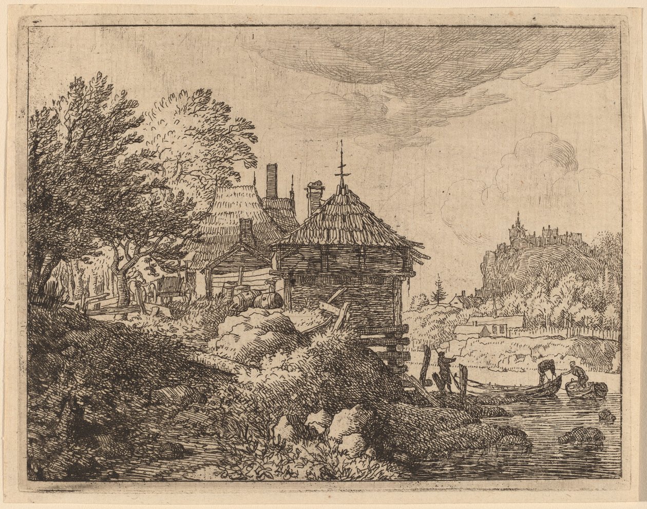 Kaksi venettä lähestymässä majaa, luultavasti n. 16451656. tekijältä Allart van Everdingen