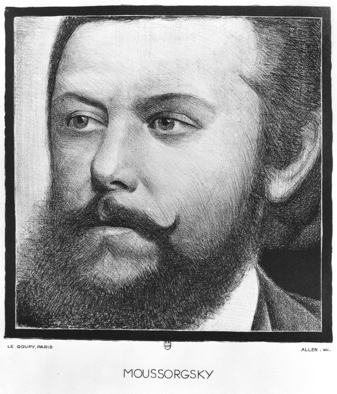 Modest Petrovitš Moussorgskin (1839-81) muotokuva tekijältä Allen