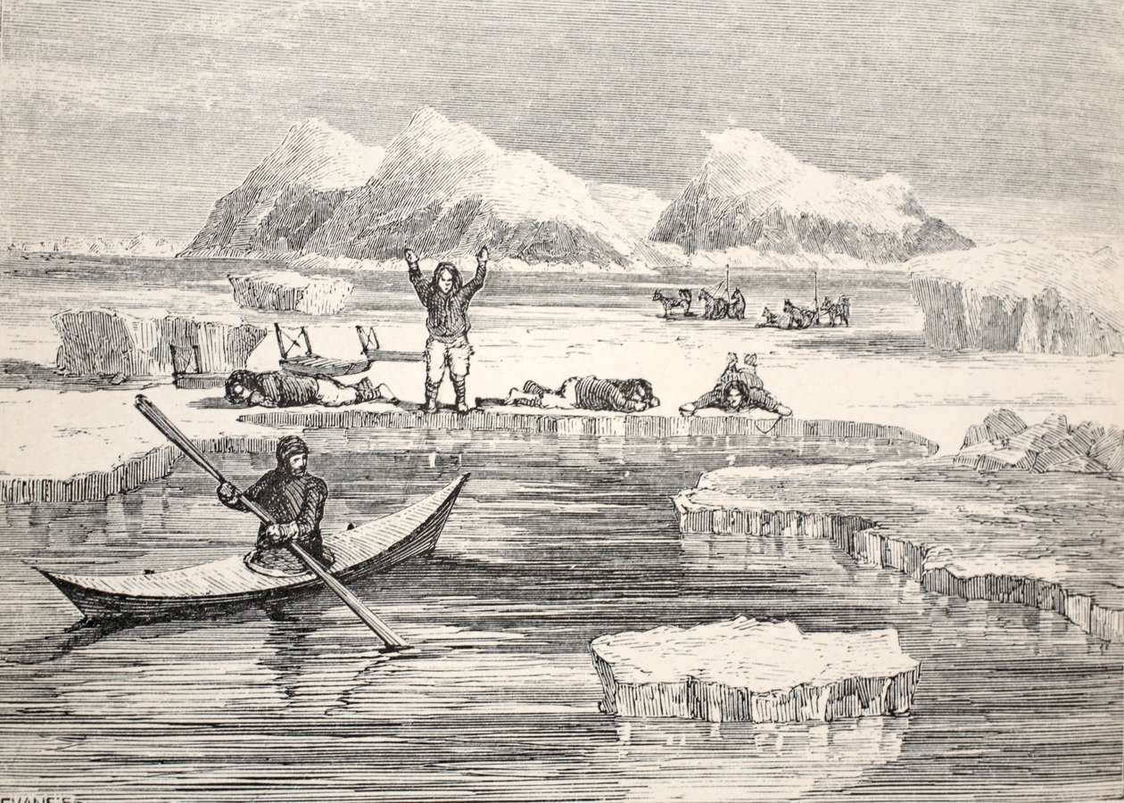 Eskimot jäljittelevät eläimiä houkutellakseen eurooppalaisia lähestymään, 1859 tekijältä Allen Young