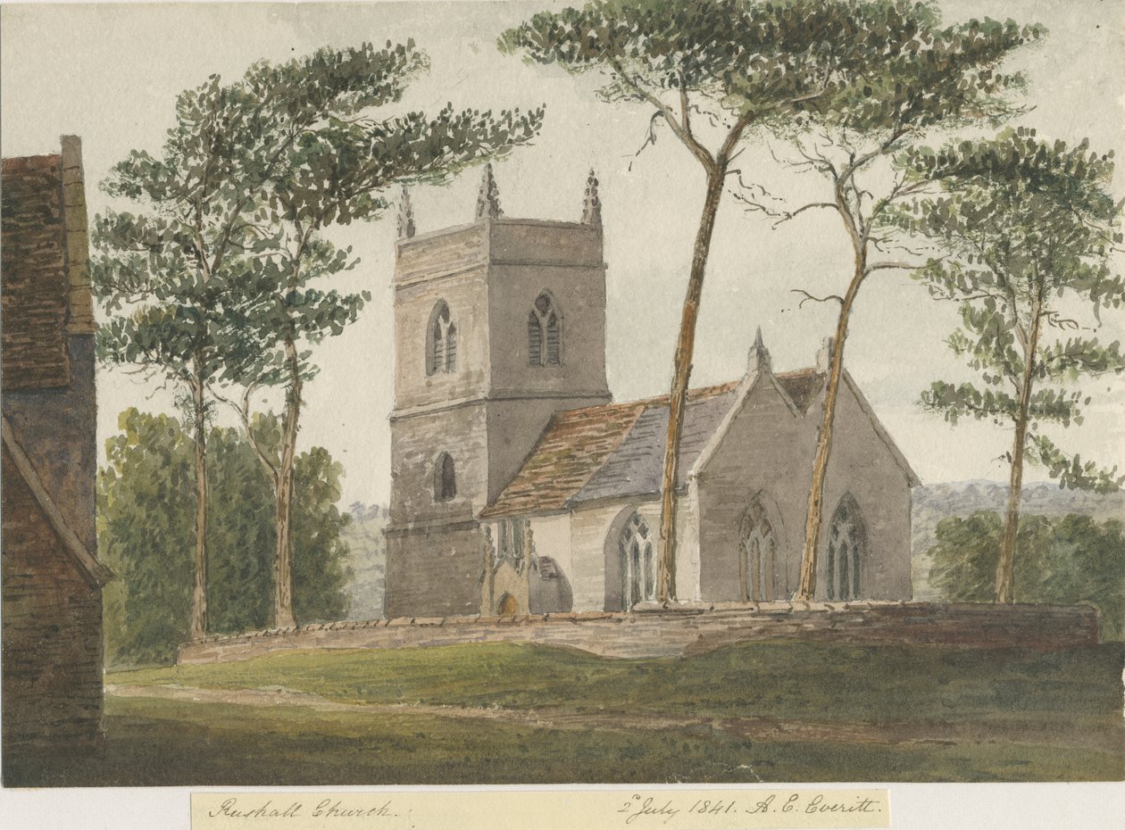 Rushall Church: akvarellimaalaus, 2.7.1841 (maalaus) tekijältä Allen Edward Everitt