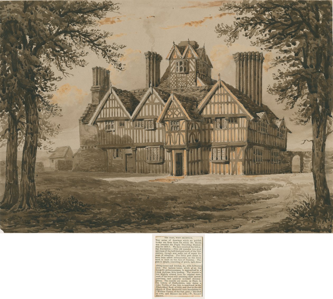 West Bromwich - "The Oaks": kaiverrus ja [?1800-luku] tekijältä Allen Edward Everitt
