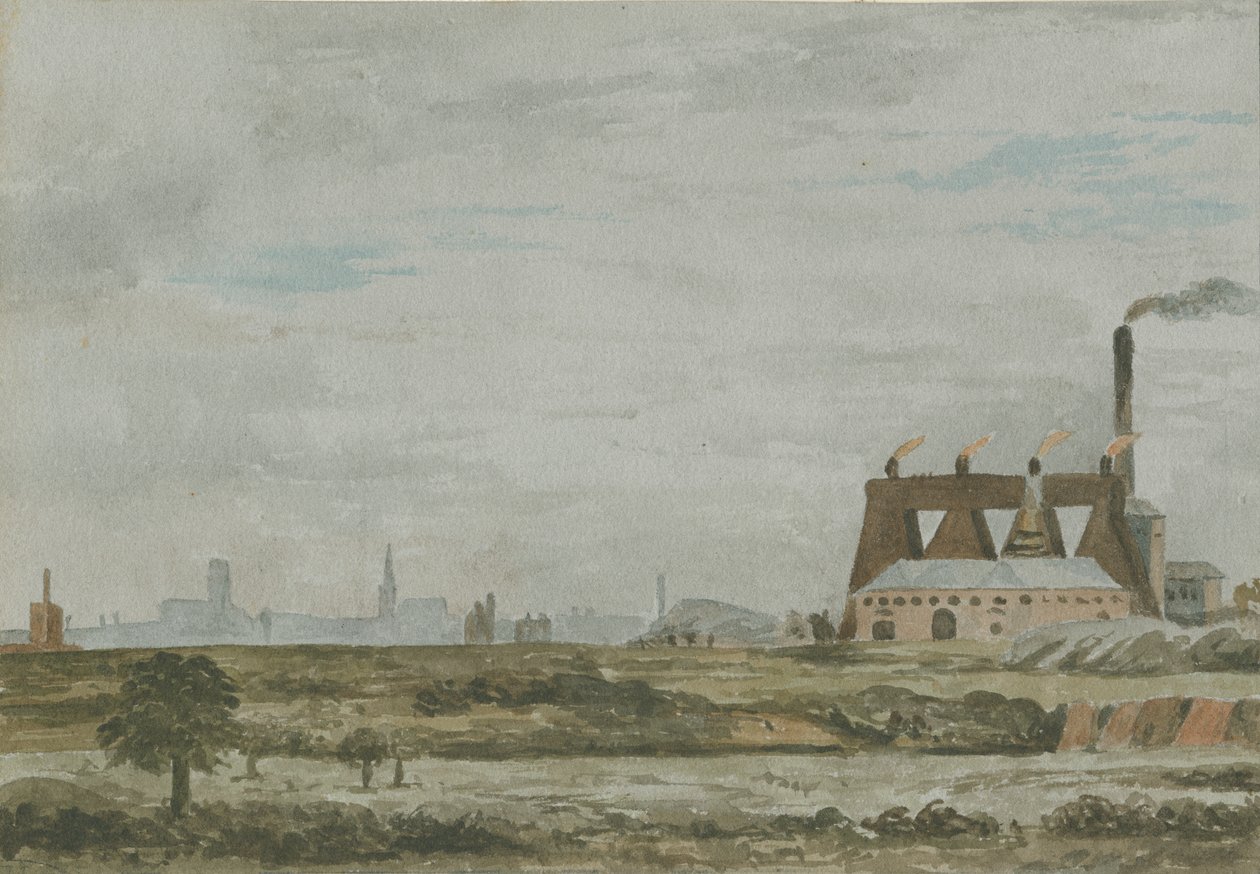 Wolverhampton - South View: akvarellimaalaus ja [c 1830] tekijältä Allen Edward Everitt