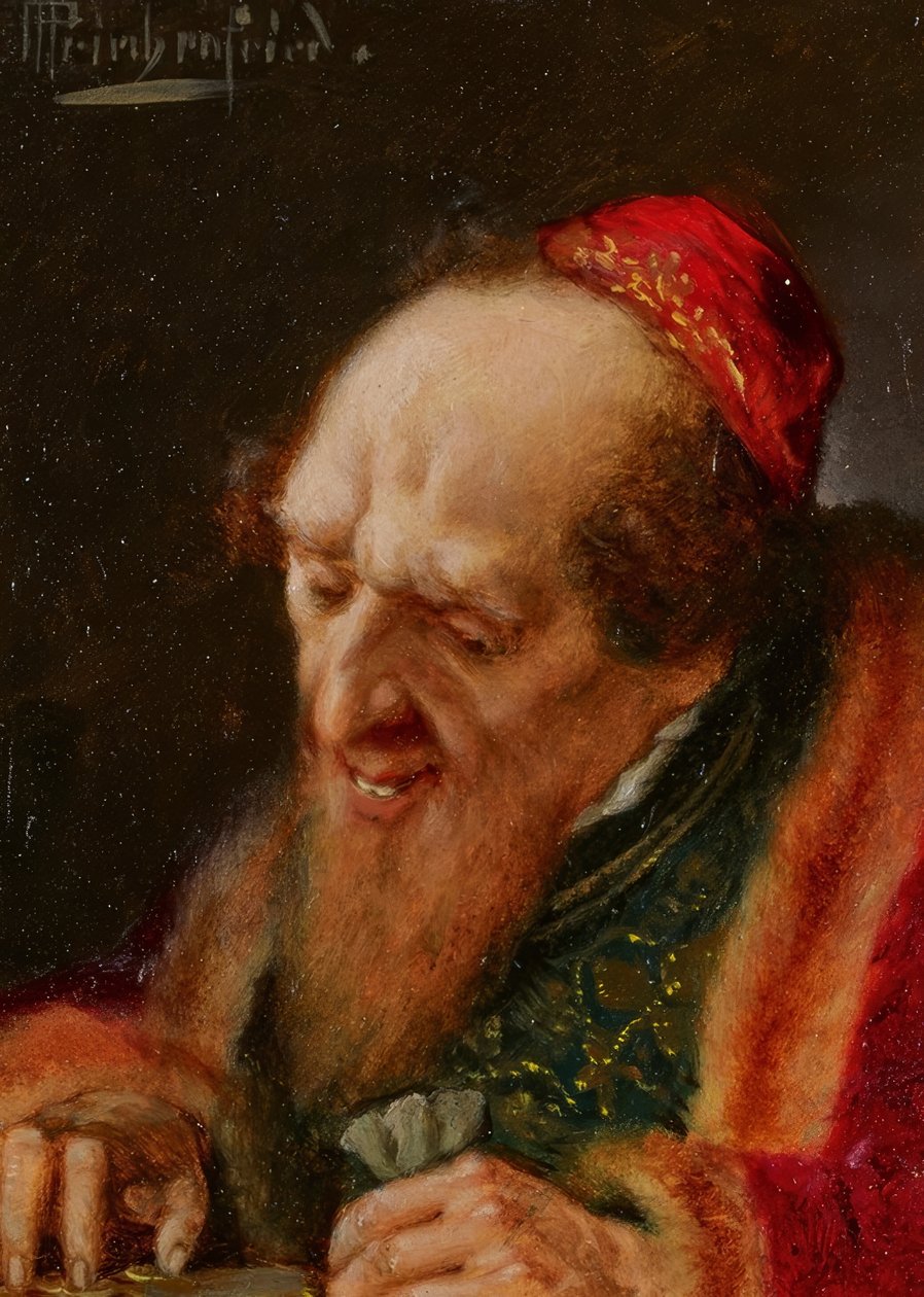 Kauppias laskee rahaa tekijältä Alois Heinrich Priechenfried