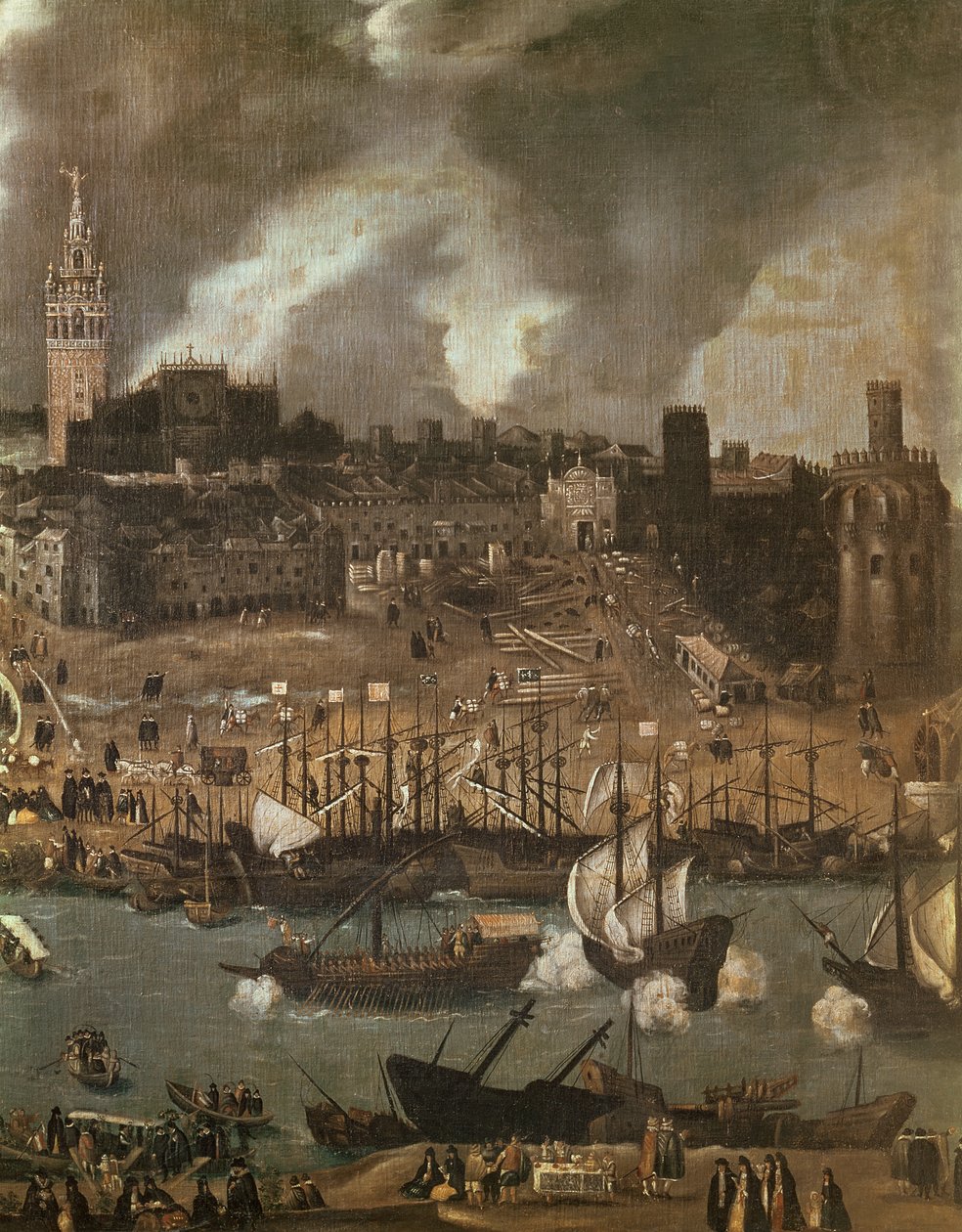 Sevillasta Amerikkaan vuonna 1498 lähtevä retkikunta (yksityiskohta) tekijältä Alonso Sánchez Coello