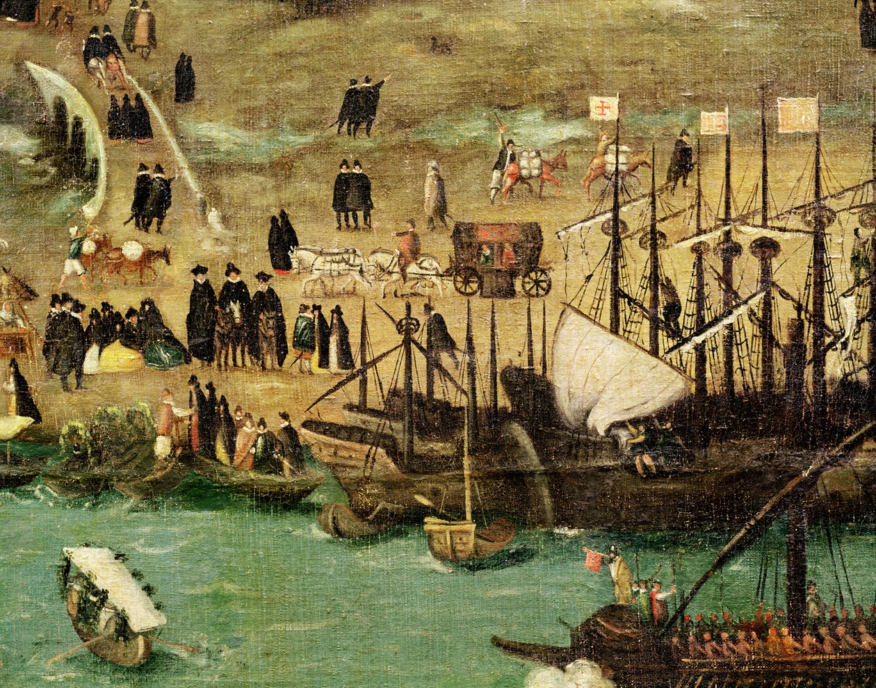 Sevillan satama, n. 1590 (yksityiskohta) tekijältä Alonso Sánchez Coello