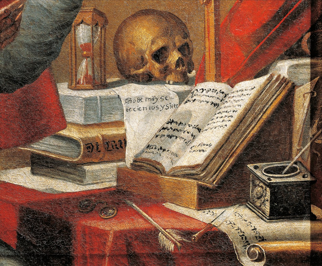 Pyhän Jeromen käsikirjoitukset: vulgaate, Alonso Antonio Villamorin (1661-1729) ansiokas maalaus, yksityiskohta tekijältä Alonso Antonio Villamor