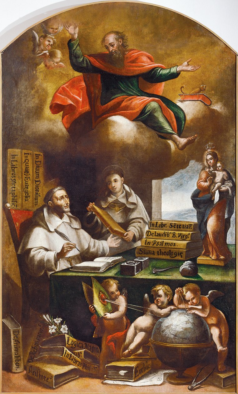 Alonso Antonio Villamor (1661-1729) Pyhä Paavali esiintyy Pyhälle Albert Suurelle ja Pyhälle Tuomakselle Akvinolaiselle. San Estebanin luostari, Salamanca. tekijältä Alonso Antonio Villamor