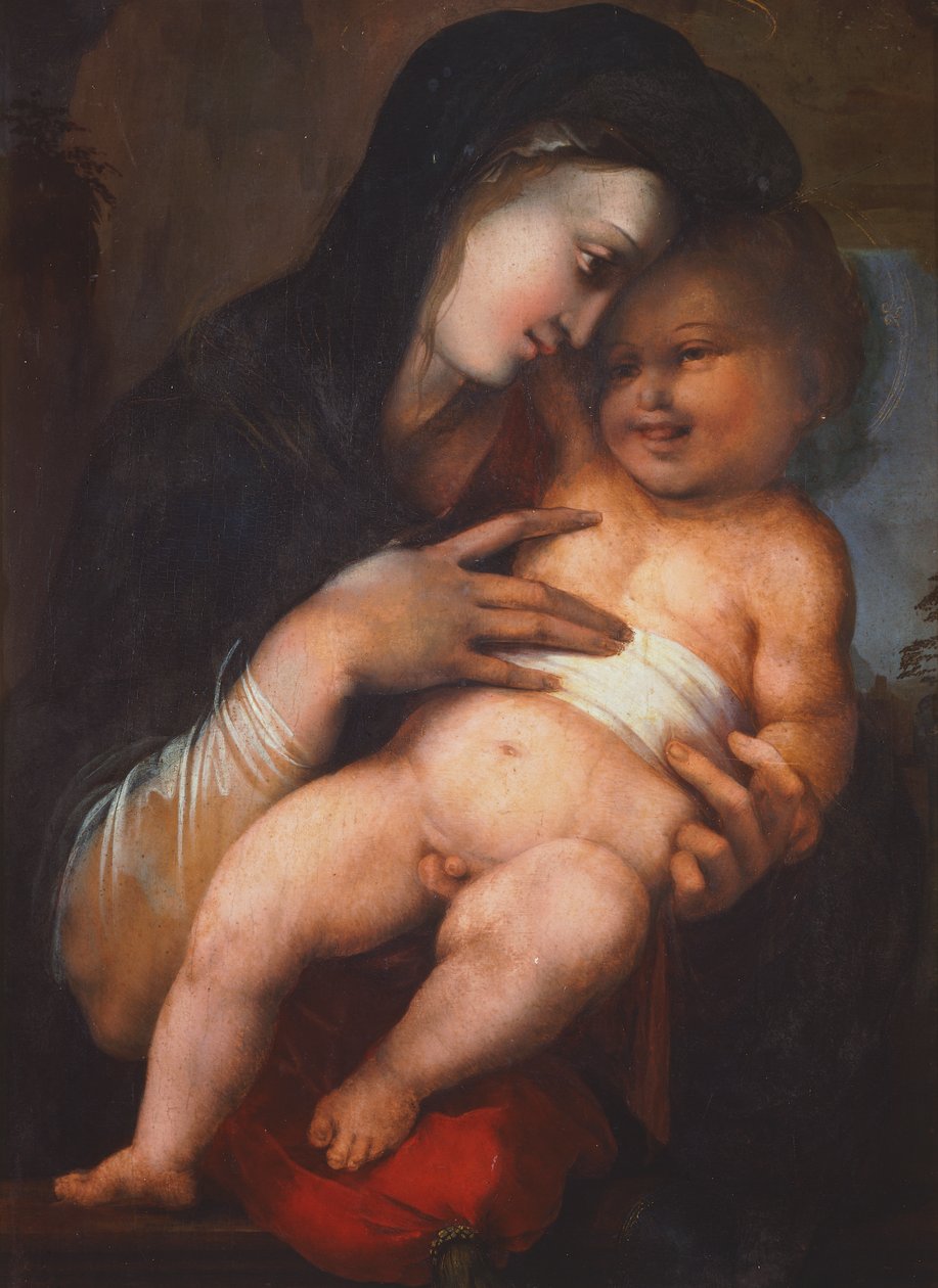 Madonna ja lapsi, kirjoittanut Alonso Berruguete (noin 1480-1561) tekijältä Alonso Berruguete